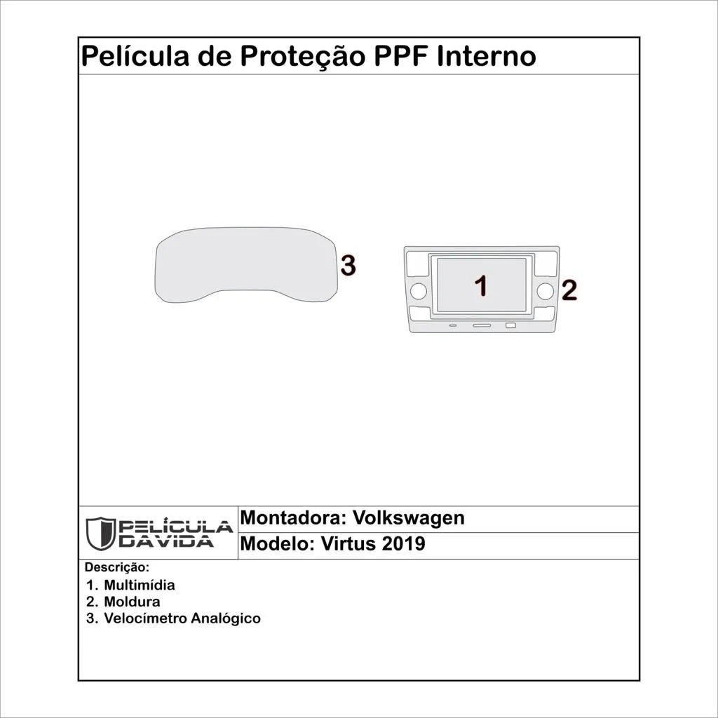 Pelicula proteção Vw virtus 2019 Antiriscos brilho