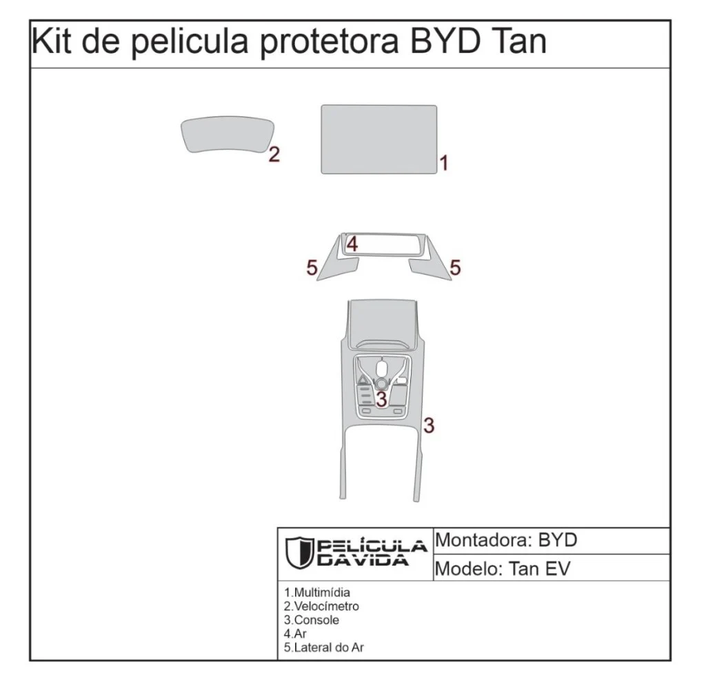Pelicula proteção kit full BYD Tan Antiriscos brilho