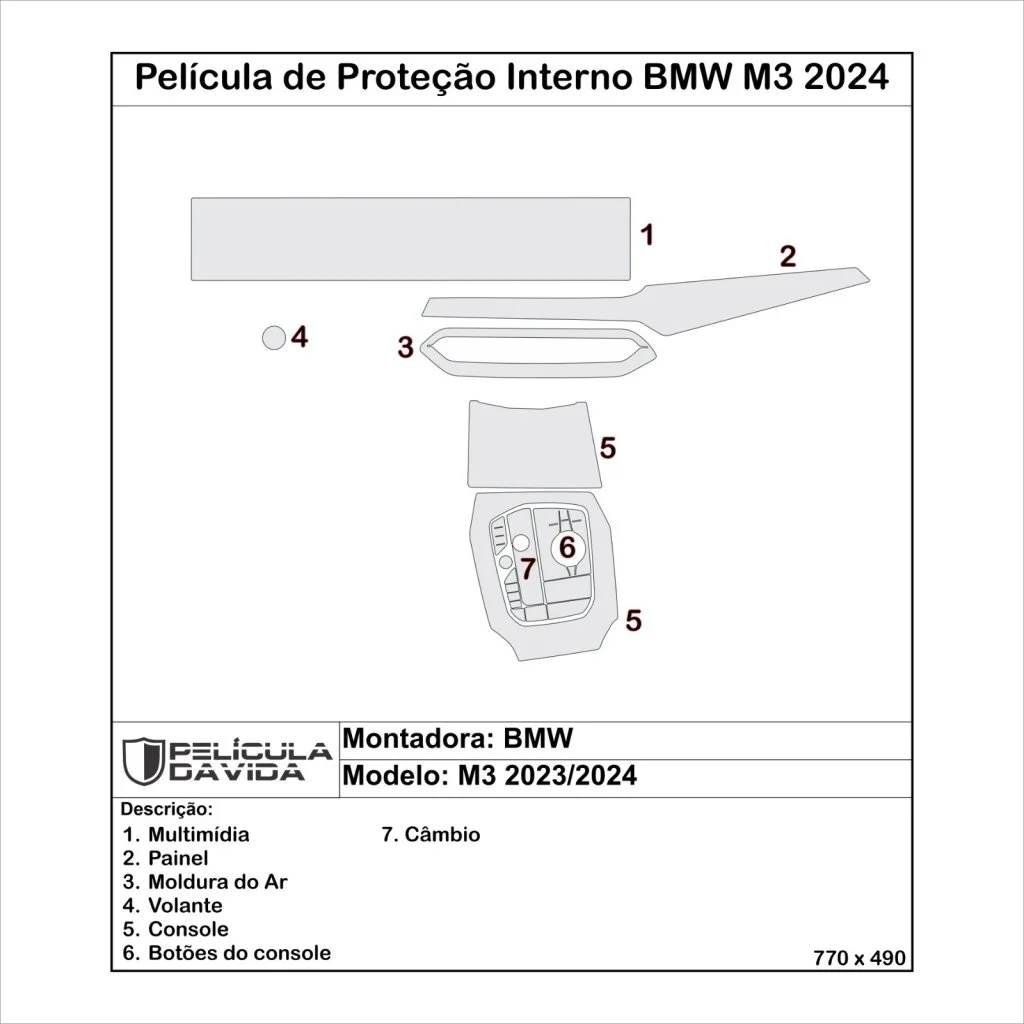 Pelicula proteção kit full bmw M3 Antiriscos brilho