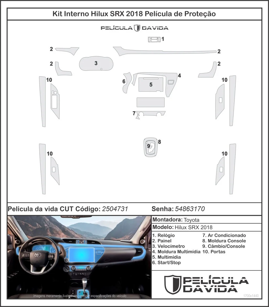 Pelicula proteção ppf Toyota Hilux 2018 Antiriscos