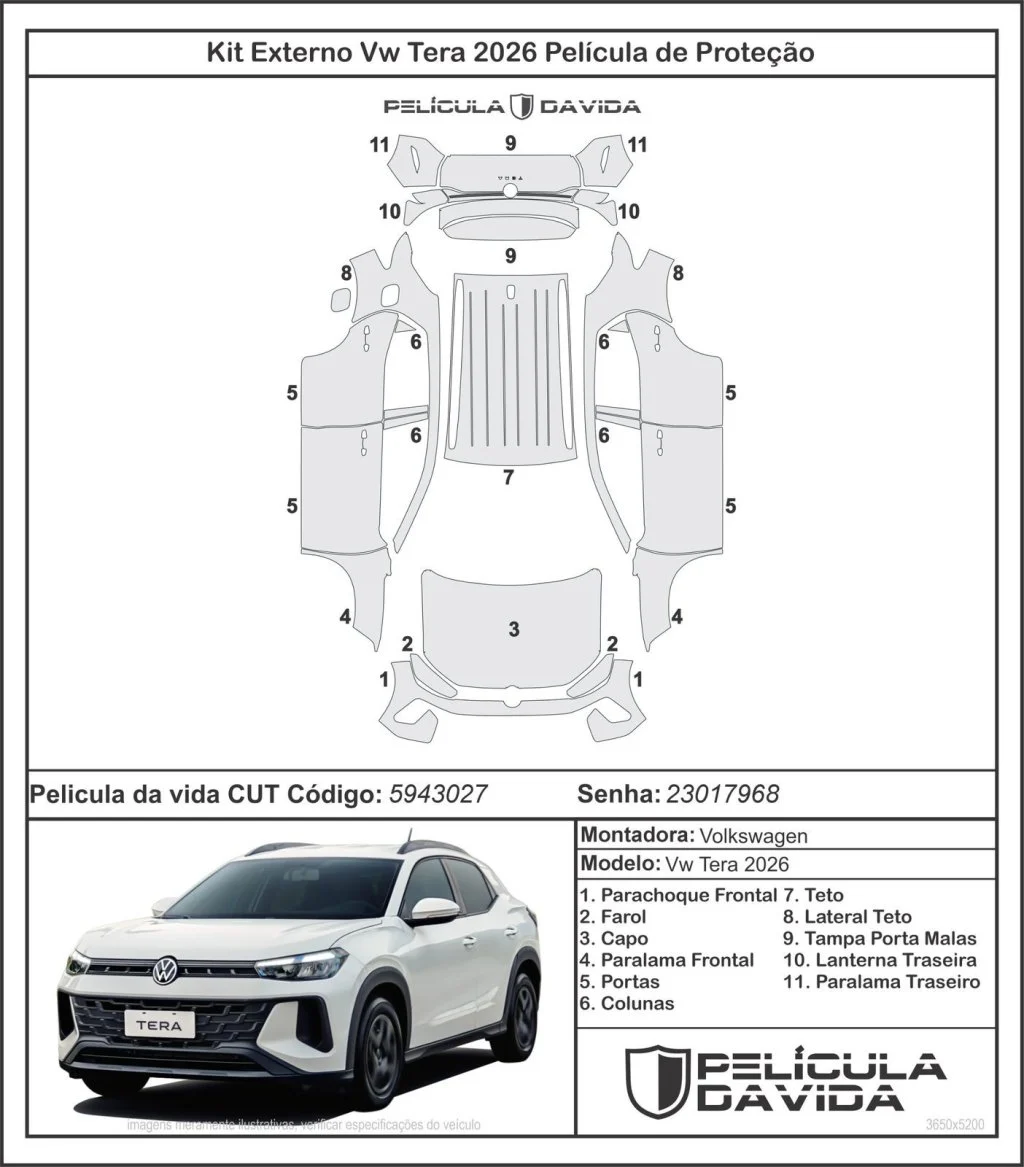 Pelicula proteção kit externo VW Volkswagen Tera 2026